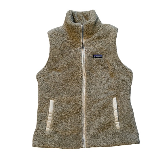 Patagonia Los Gatos Fuzzy Vest El Cap Khaki Sherpa Furry, Sz Lg - Picture 8 of 16